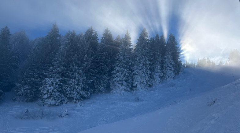 Cache Cache avec le soleil sur les skis – 012023